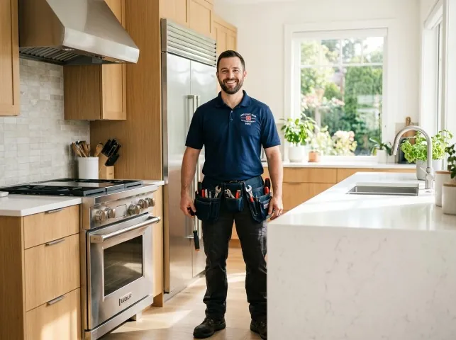 Appliance Repair Hero technician in a Basye, VA kitchen after an appliance repair